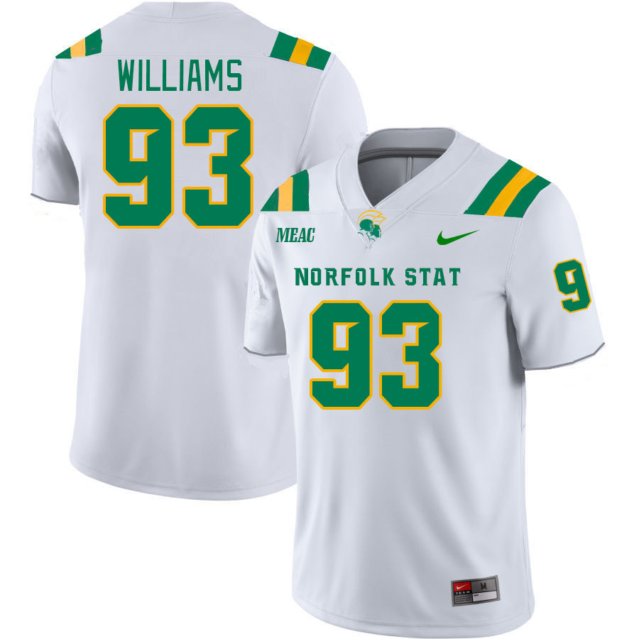 Men-Youth #93 Jaylen Williams Norfolk State Spartans 2023 College Football Jerseys Stitched-White
